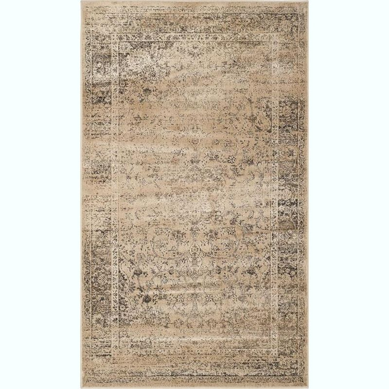 Vintage VTG113 Power Loomed Indoor Skid-Resistant Accent Rug - Warm Beige - 3'3"x5'7" - Safavieh