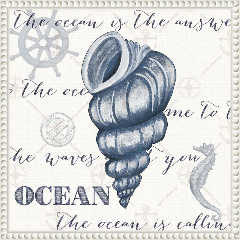 Amanti Art Indigo Ocean Treasures I by Gina Ritter Canvas Wall Art Print Framed 16 x 16-in.