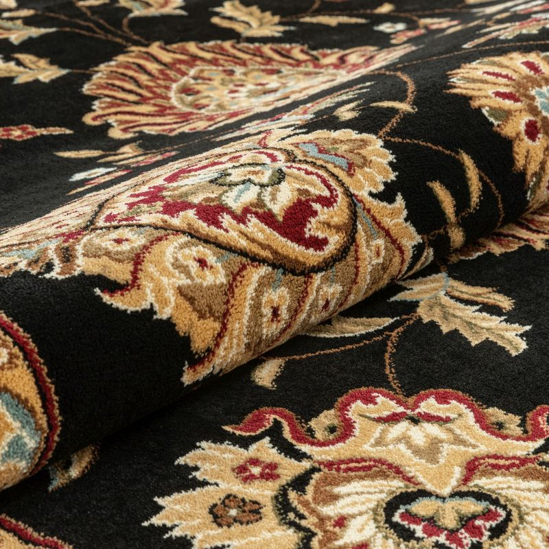 Well Woven Sultan Sarouk Oriental Persian Floral Formal Traditional Modern Classic Thick Soft 7'10" Round Black Area Rug