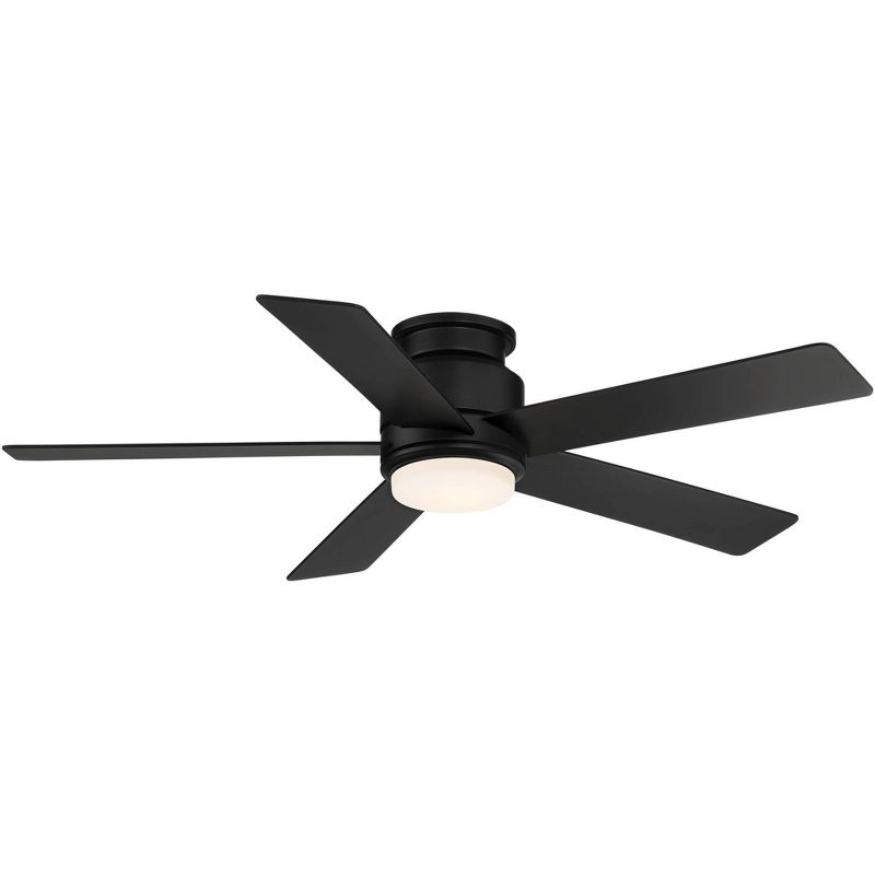 52" Casa Vieja Modern Outdoor Hugger Ceiling Fan with Dimmable LED Light Remote Control Matte Black Damp Rated for Patio Exterior