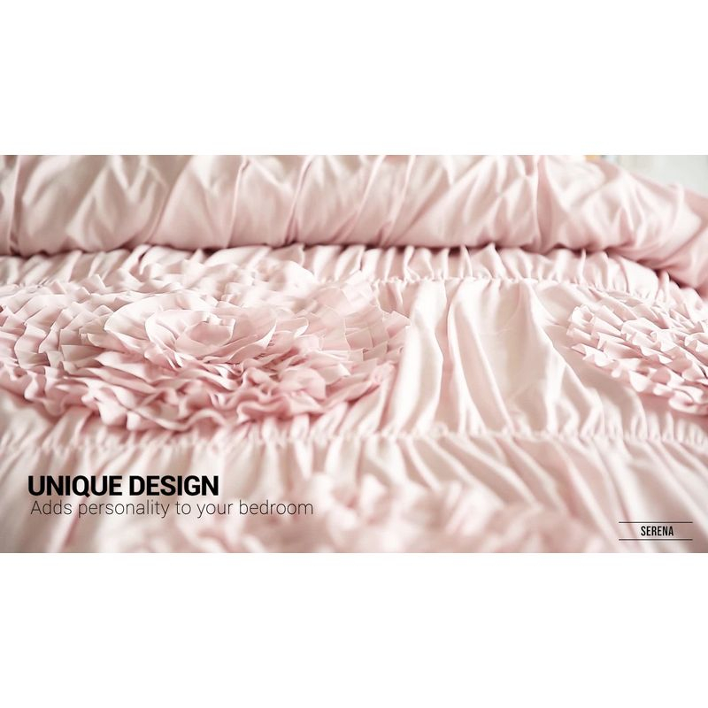 Lush Décor 3pc King Reyna Comforter Set White: Microfiber, Ruffled, OEKO-TEX Certified