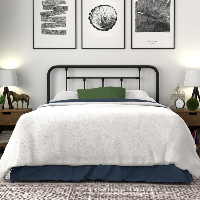 eLuxury Baldwin Metal Headboard, King, Black