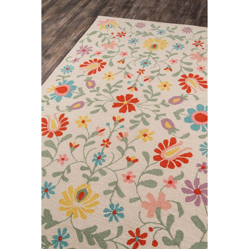 2'x3' Newport Accent Rug Ivory - Momeni: Wool, Floral Bohemian, Low Pile, Handmade, Indoor, Vacuum Rug