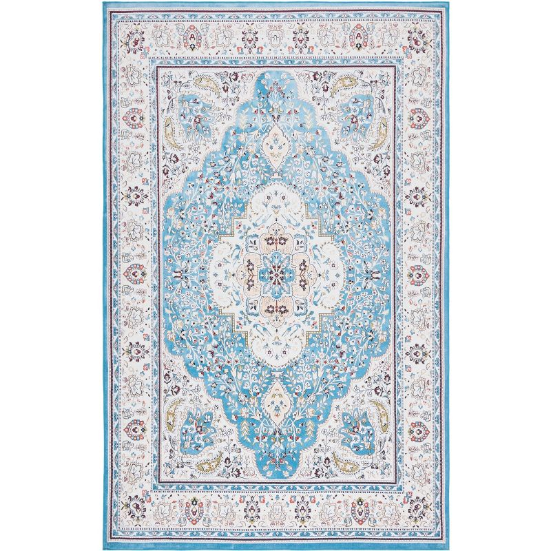 Tucson TSN136 Power Loomed Machine Washable Area Rug - Turquoise/Beige - 3'x5' - Safavieh.