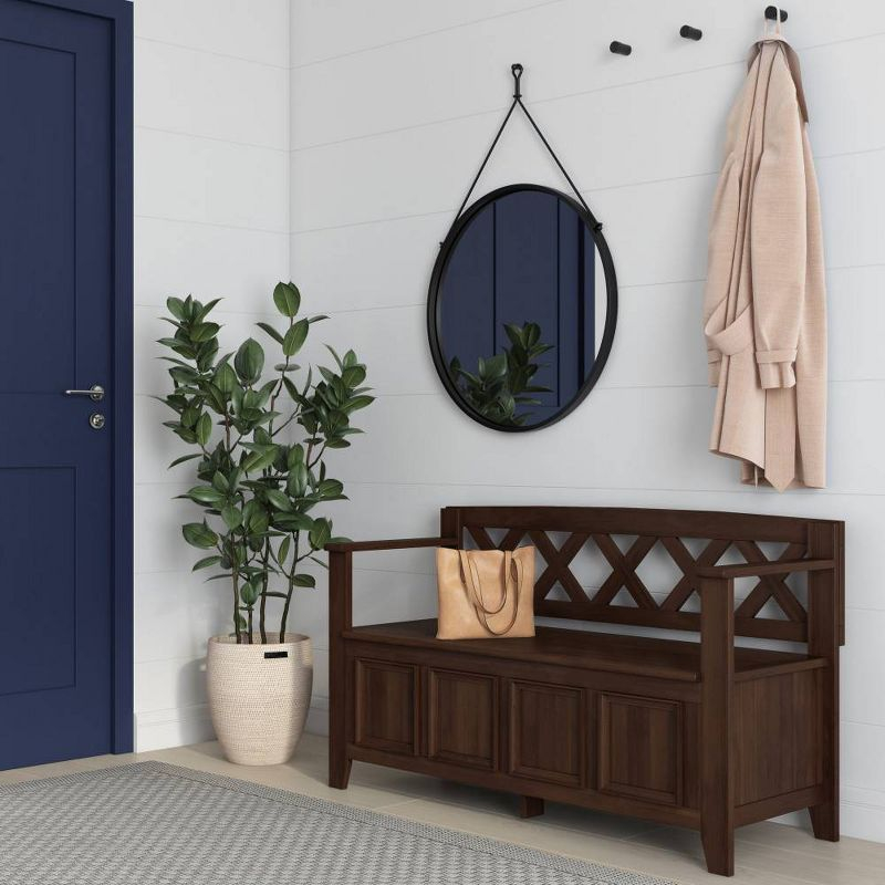 WyndenHall 48" Wide Halifax Transitional Solid Wood Entryway Storage Bench Natural Aged Brown: Solid Wood, Flip Lid, Dual Compartment