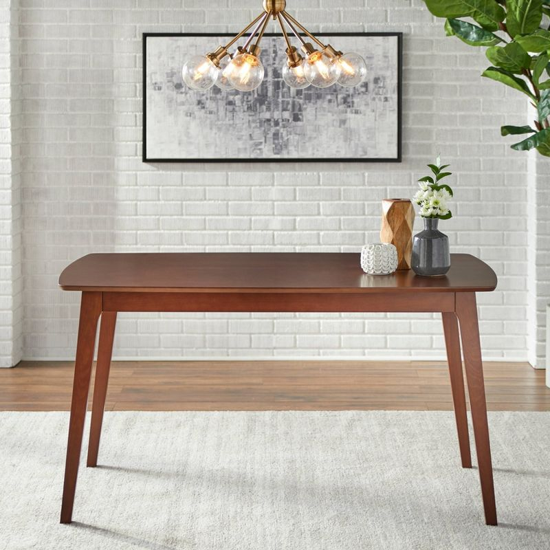 7pc Archer Rectangular Dining Set Walnut/Gray - Buylateral: Mid-Century Modern, Polyester Upholstery, Wood Frame