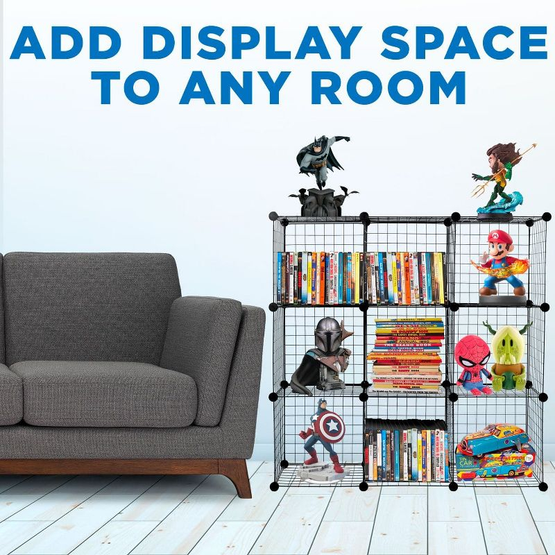 Mount-It! Wire Storage Cubes, 9-Cube Metal Grid Organizer | Modular Wire Shelving Units, DIY Closet Cabinet Organizer | 14" W x 14" H