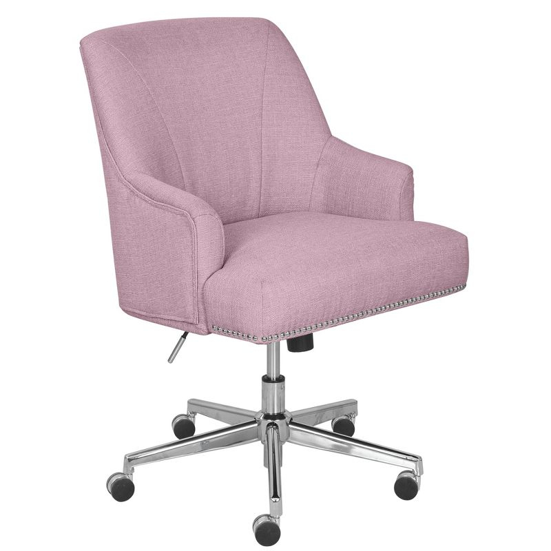 Serta Style Leighton Home Office Chair Fresh Lilac : Upholstered, Adjustable, with Fixed Arms & Wood Frame