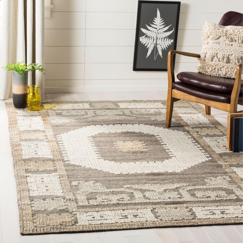 Kenya KNY313 Hand Knotted Area Rug - Ivory/Brown - 8'9"x11'9" - Safavieh.