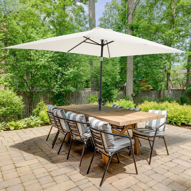 Rectangular Patio Umbrella - 10 Ft Easy Crank Sun Shade with Push Button Tilt for Outdoor Furniture, Deck, Backyard, or Pool by Pure Garden (Beige)