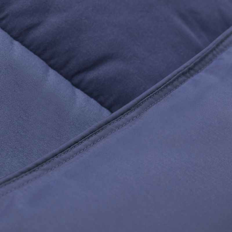 Brushed Microfiber Reversible Comforter Medium Weight Down Alternative Bedding, Full/Queen, Navy Blue - Blue Nile Mills