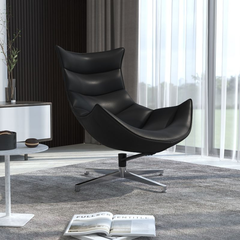 Flash Furniture Black LeatherSoft Swivel Cocoon Chair