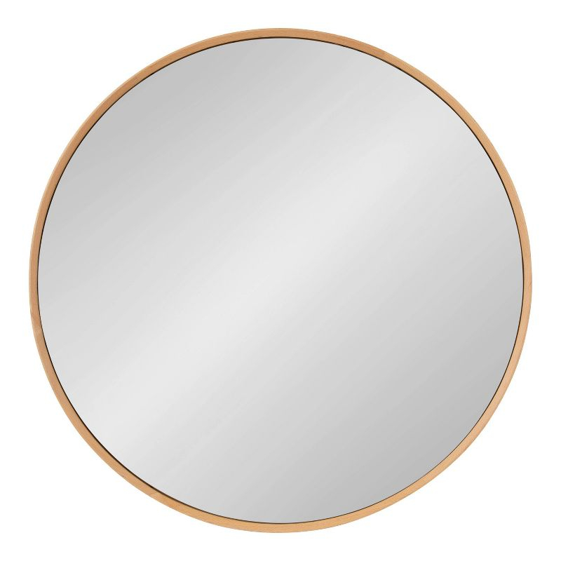 28" x 28" Norlund Framed Round Decorative Wall Mirror Natural - Kate & Laurel All Things Decor: Beechwood, No Assembly