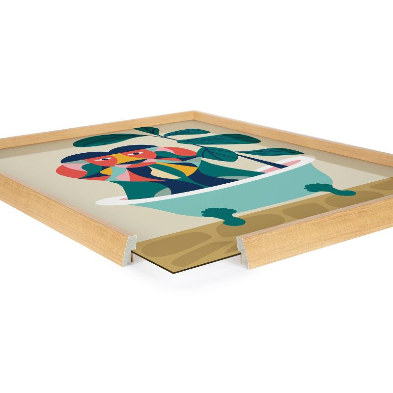 18" x 24" Blake Mid-Century Modern Lion in Bathtub Framed Art - Kate & Laurel All Things Decor: Whimsical Nursery Decor