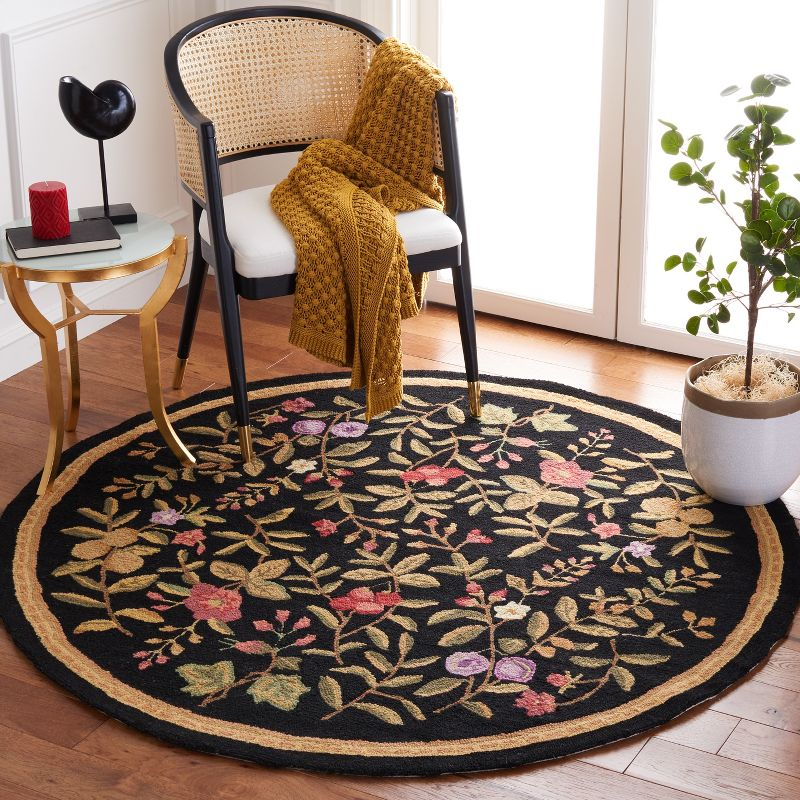 Chelsea HK210 Hand Hooked Area Rug - Black - 8' round - Safavieh.