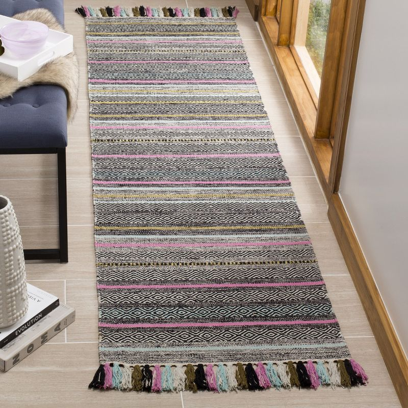 Montauk MTK901 Hand Woven Indoor Runner Rug - Black/Multi - 2'3"x8' - Safavieh.