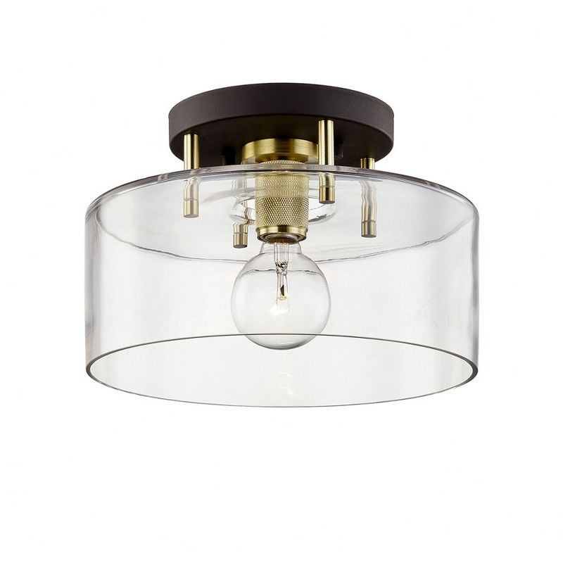 Troy Lighting Bergamot Station 1 - Light Semi-Flush Mount in  Bronze/Brass Clear Shade