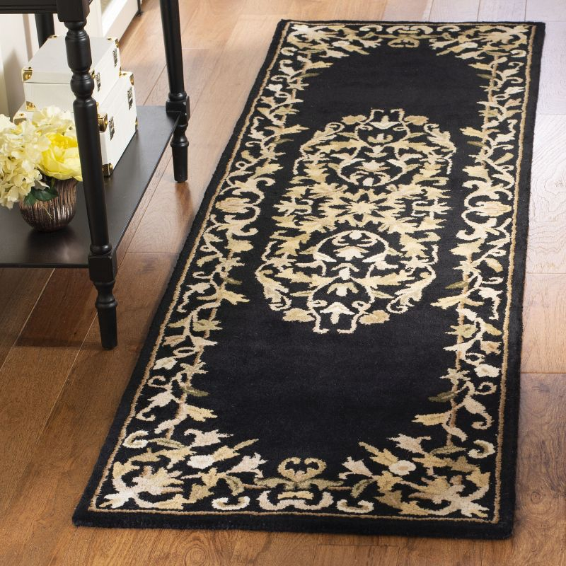 Heritage HG640 Handmade Runner Rug - 2'3"x8' - Black - Safavieh