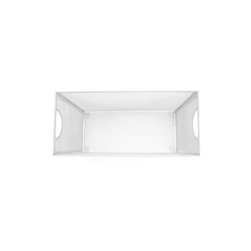 Mind Reader Metal Mesh File Organizer Storage Basket for Letters, White