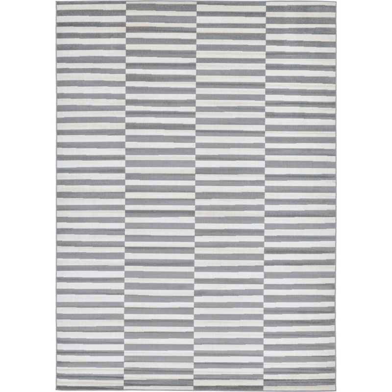 Unique Loom Williamsburg Collection Area Rug - Striped (7' 1" x 10' Rectangle Dark Gray/Ivory)