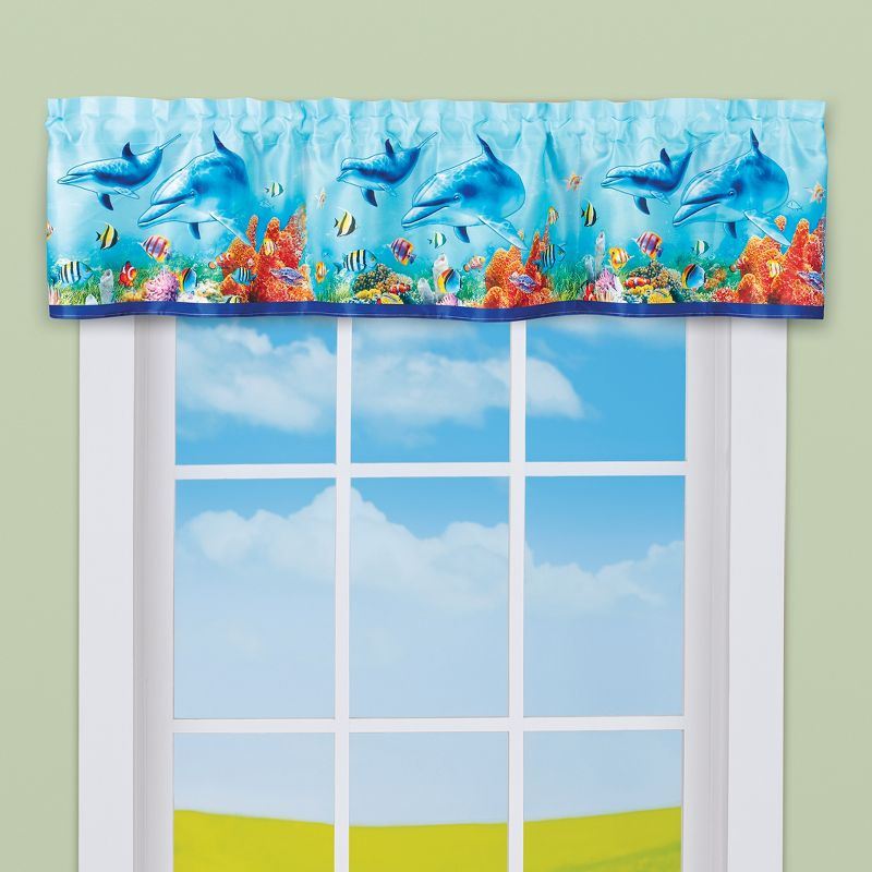 Collections Etc Dolphins and Tropical Fish Window Valance