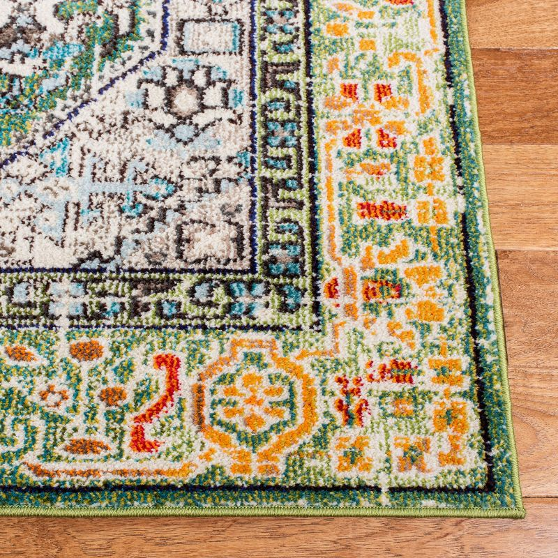Madison MAD474 Power Loomed Indoor Accent Rug - Green/Turquoise - 3'x3' - Safavieh