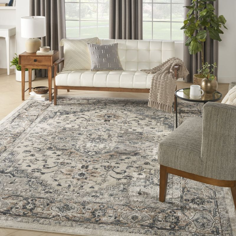 Nourison Concerto Center Medallion Indoor Rug Ivory Grey 8'10" x 11'10"