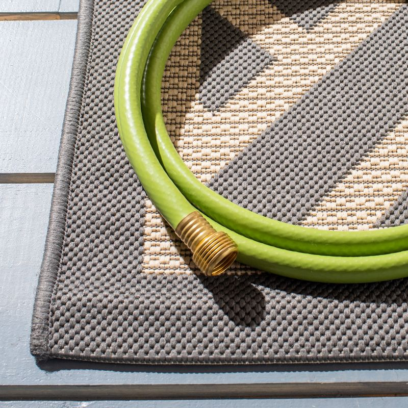 Courtyard CY6306 Power Loomed Indoor/Outdoor Area Rug - Anthracite/Light Beige - 5'3"x7'7" - Safavieh.
