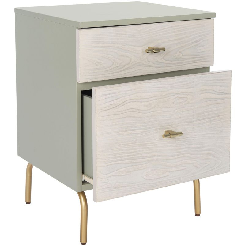 Genevieve 2 Drawer Nightstand - NST5002 - Grey/White Washed - Safavieh