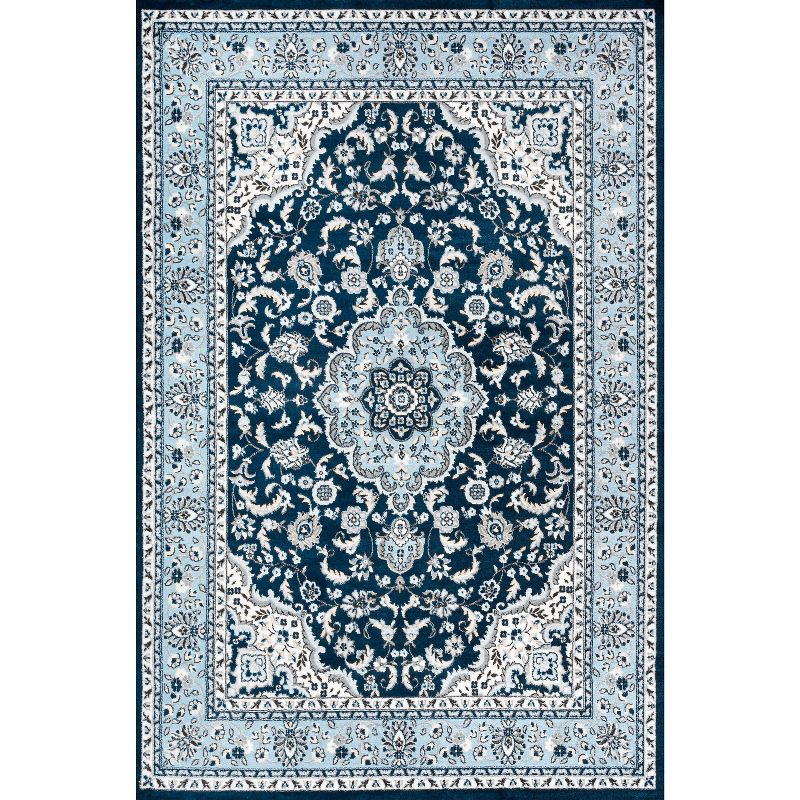 3'x 5' Palmette Modern Persian Floral Area Rug, Navy/Blue - JONATHAN Y