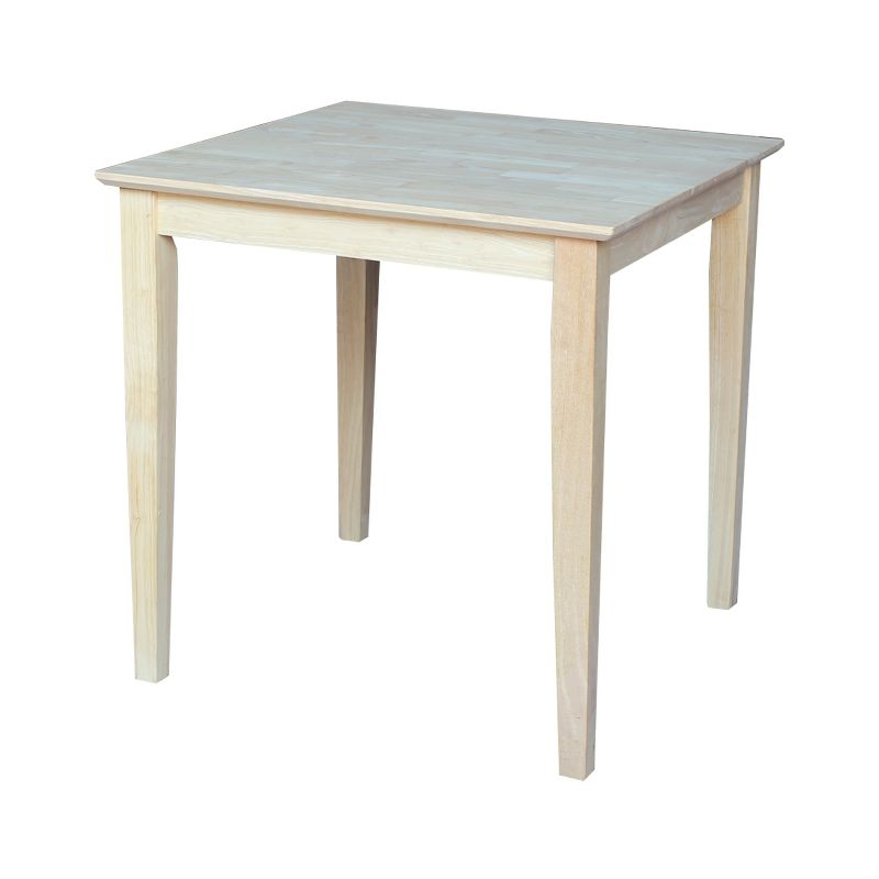 International Concepts 30" Square Solid Wood Dining Table with Shaker Legs Unfinished: Parawood, Kitchen Table