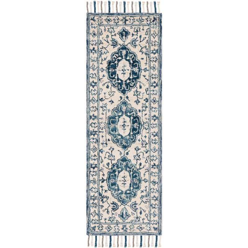 Aspen APN125 Hand Tufted Indoor Runner Rug - Ivory/Blue - 2'3"x11' - Safavieh