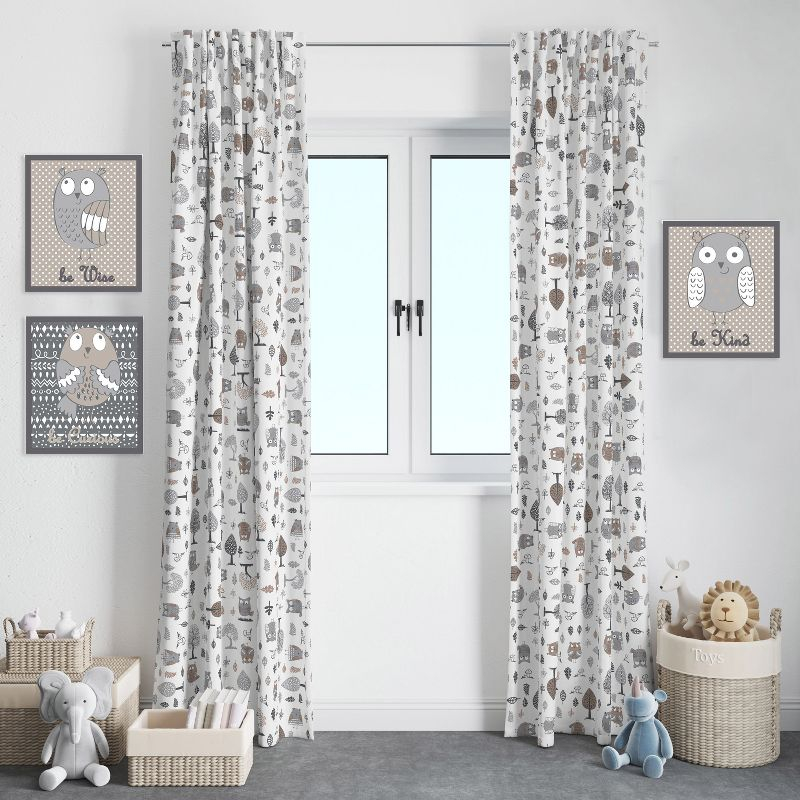 Bacati - Owls in the Woods Beige/Grey Curtain Panel