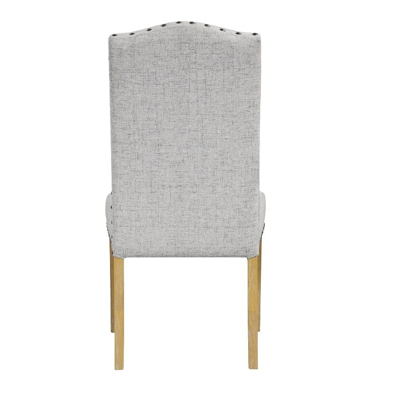 HomePop Set of 2 Curved Top Parson Dining Chairs Neutral: Nailhead Trim, Polyester Upholstery, Plywood Frame