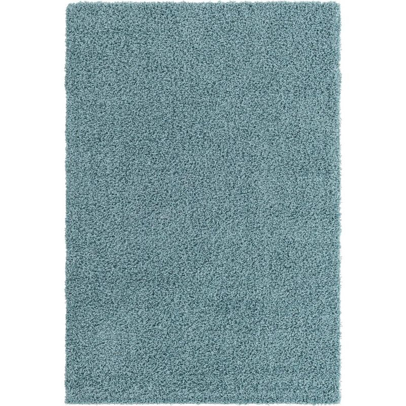Unique Loom 4' 1 x 6' 1 Solid Shag Light Slate Blue Area Rug