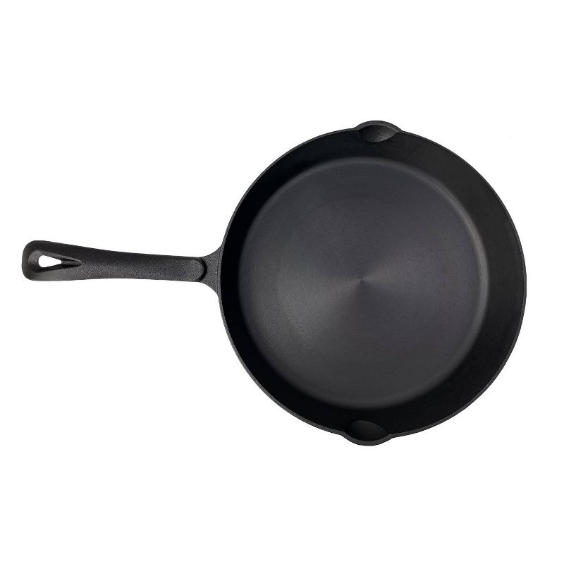 Lehman's Cast Iron Skillet - Nitrogen Hardened Cookware, Tough but Lightweight, No Need to Season, Silicone Safety Handle Included - 12 inch