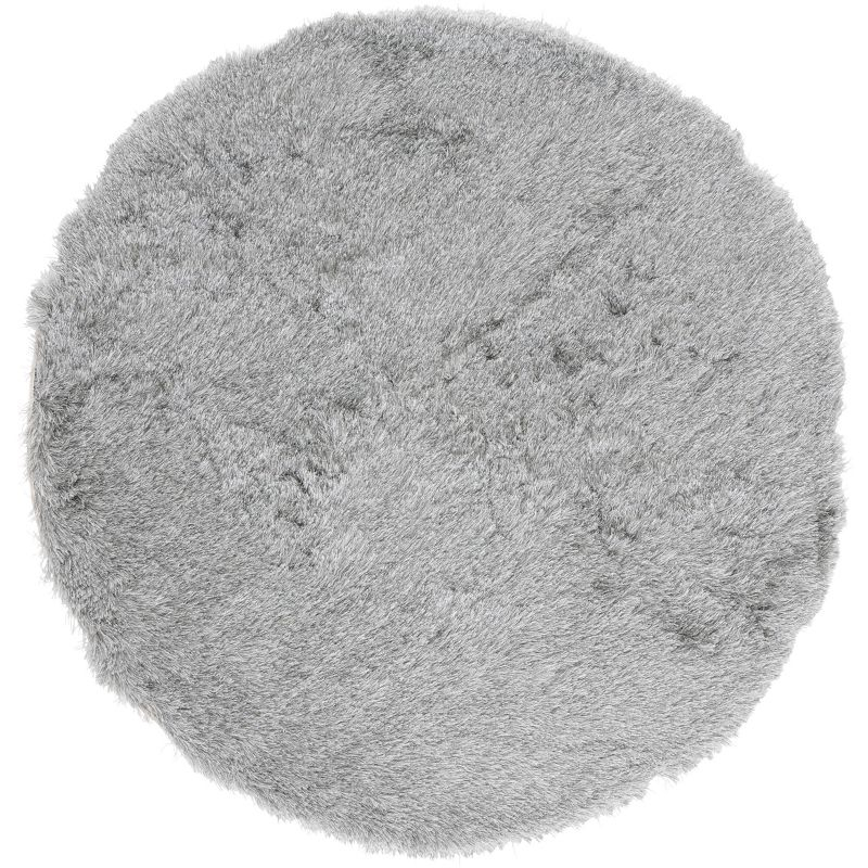 Shag SG511 Hand Tufted Area Rug - Silver - 5' round - Safavieh.