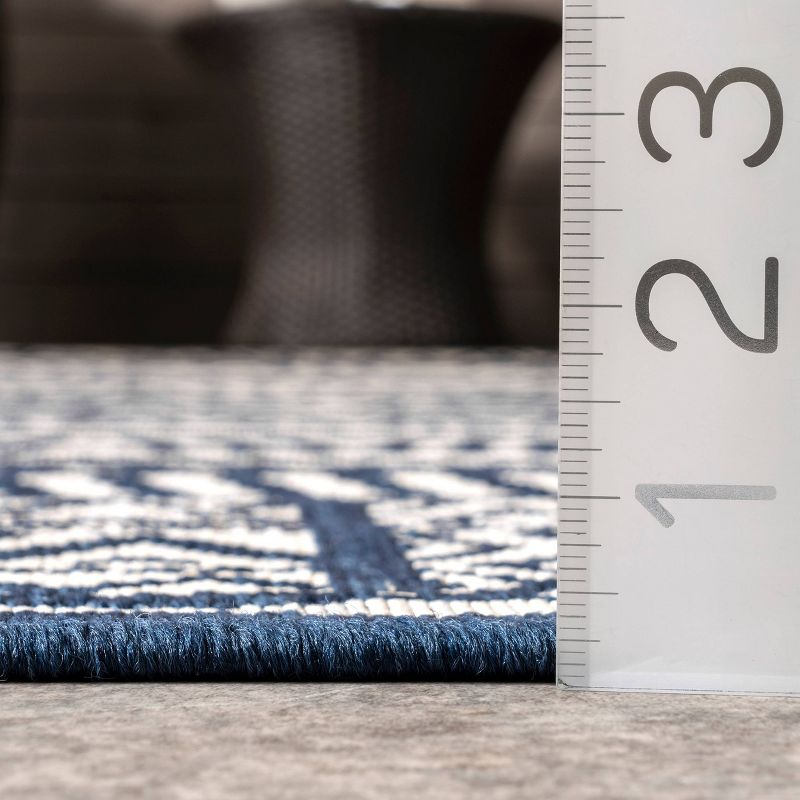 4'x6' Abbey Geometric Striped Indoor and Outdoor Area Rug Navy - nuLOOM: Low Pile, Rectangle, Polypropylene & Polyester