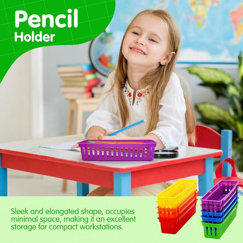 Pencil Baskets for Classroom Essential 12 pcs per pack, Colored Pencils, Drawer Organizer, 
Plastic Storage Bins, Teacher Desks Must-Haves
