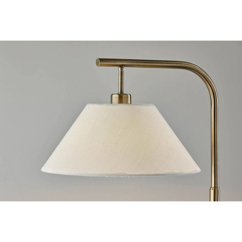 Adesso Hayes Floor Lamp Antique Brass: ETL Listed, Linen Drum Shade, Metal Body, Rotary Switch