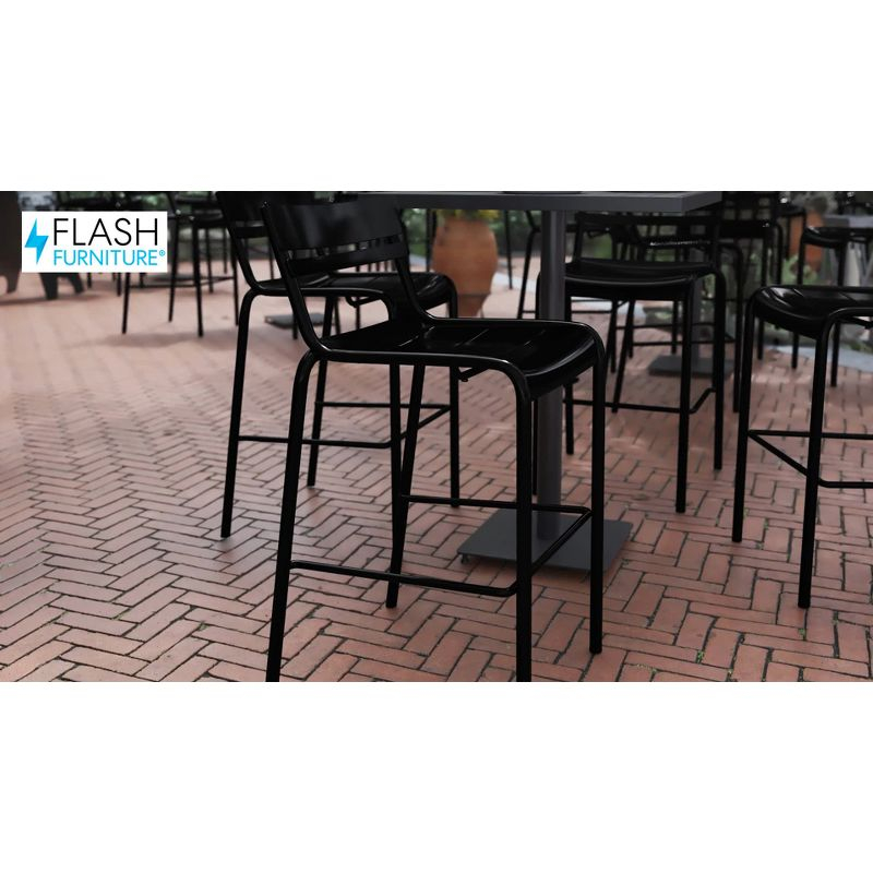 Flash Furniture Nash Commercial Grade Silver Metal Indoor-Outdoor Bar Height Stool with 2 Slats