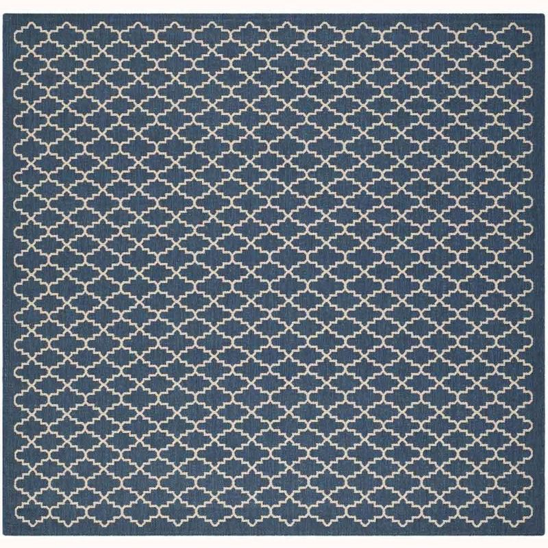 Courtyard CY6919 Power Loomed Indoor and Outdoor Area Rug - Navy/Beige - 4'x4' - Safavieh