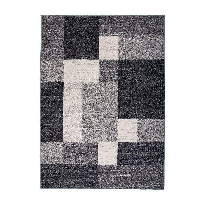 World Rug Gallery Modern Boxes Design Non-slip (Non-skid) Gray 3'3" x 5' Area Rug