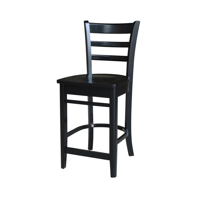 24" Emily Counter Height Barstool Antiqued Black - International Concepts: Solid Wood, Ladder-Back, Square Seat