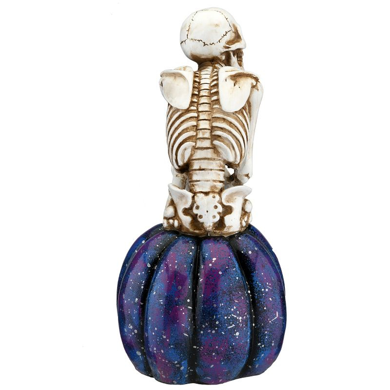 11" LED Lit Skeleton on Purple Galaxy Pumpkin - National Tree Company