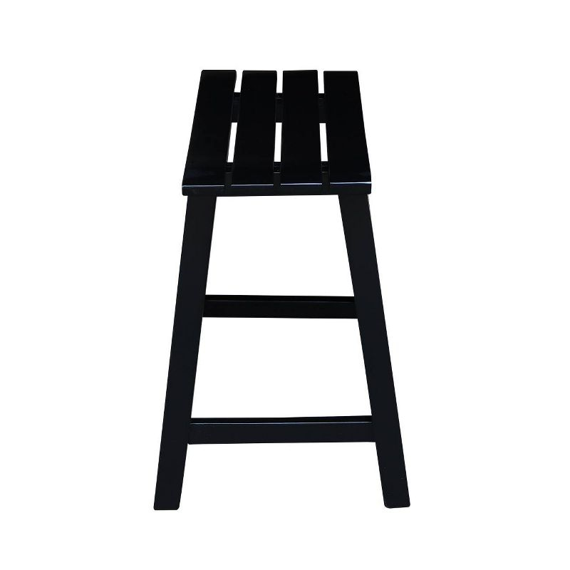 18" Slat Seat Counter Height Barstool Black - International Concepts: Rubberwood, Backless