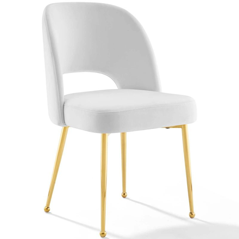 Modway Set of 2 Rouse Dining Room Side Chairs White: Velvet Upholstered, MDF Frame, Modern Armless Design