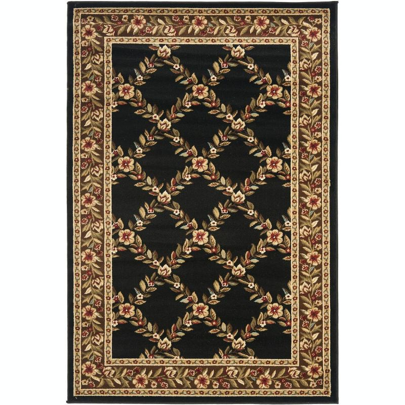 Lyndhurst LNH557 Power Loomed Area Rug - Black/Brown - 4'x6' - Safavieh
