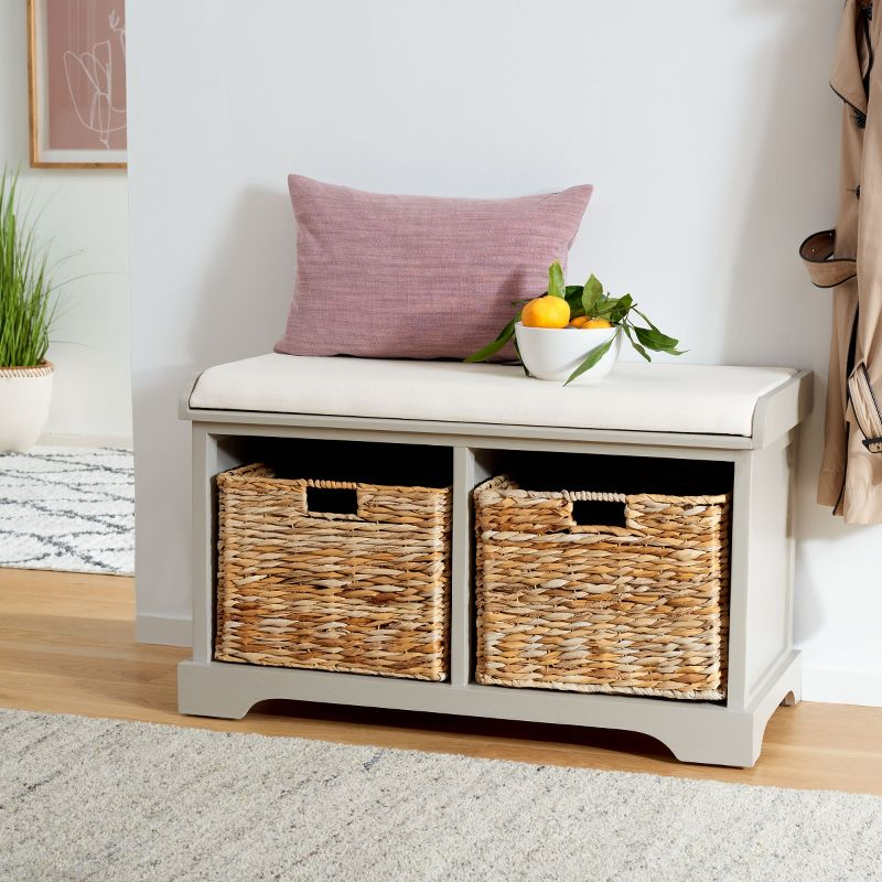 Freddy Wicker Storage Bench - AMH5736 - Vintage Grey - Safavieh
