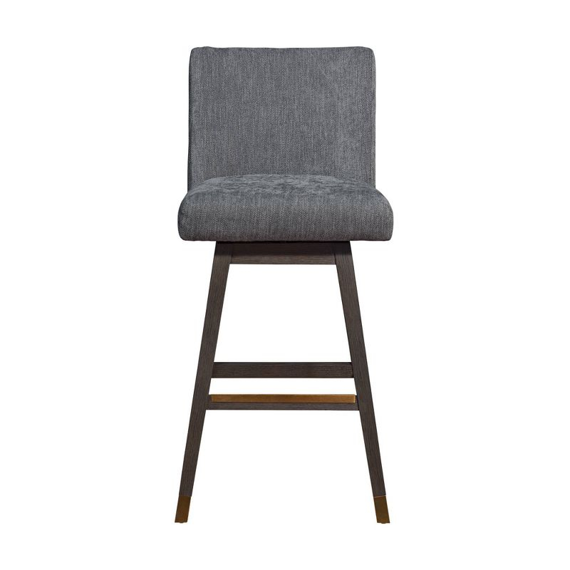 Armen Living Basila Wood Finish with Fabric Swivel Barstool Gray Oak